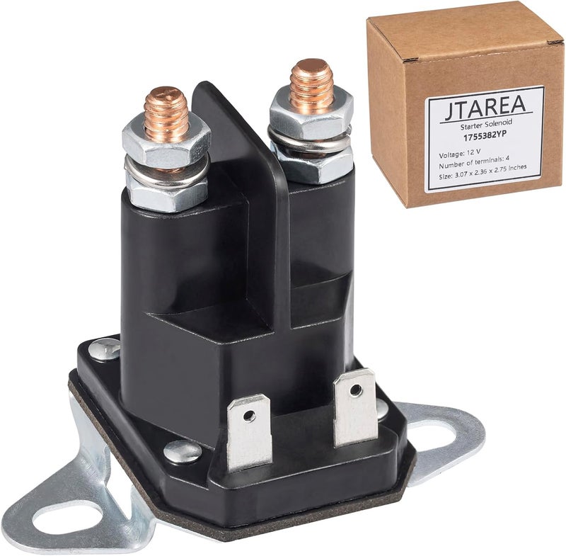 JTAREA 1755382YP Starter Solenoid 12V Lawn Mower Tractor Solenoids Replacement Parts for 35510 Countax 44814800 Husqvarna 5321384-06 5321461-54 Snapper 1-8604 Toro 47-1910 740207 - Image 1
